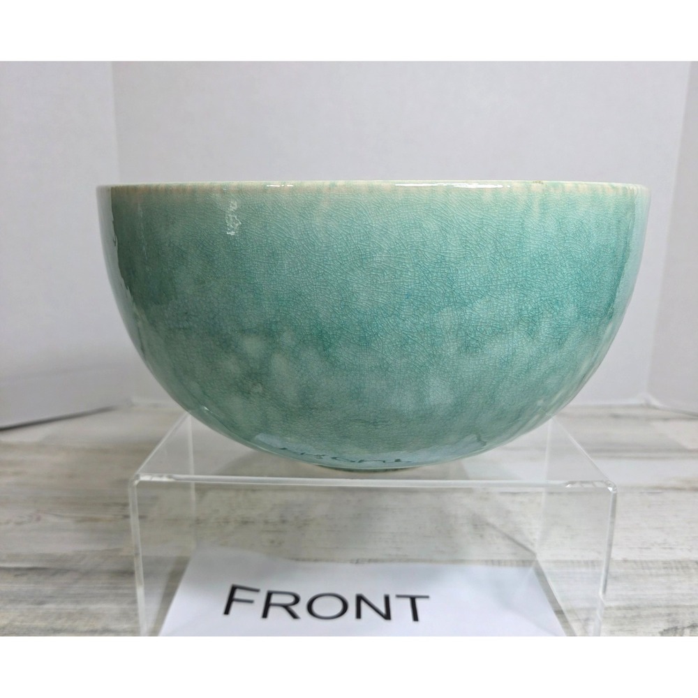 Jars France Tourron Jade 9" Round Deep Serving Bowl Stoneware Ceramic Saladier